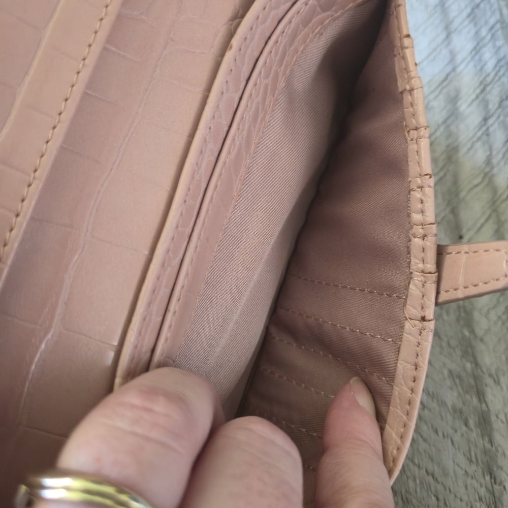 Love & Lore Pink Croc Embossed Continental Clutch Wallet Vegan Faux Leather - Picture 12 of 16